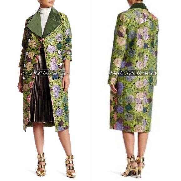 Nuvula RARE shimmer rose floral overcoat w/corduroy label *shop@iamwarrior - Picture 1 of 16